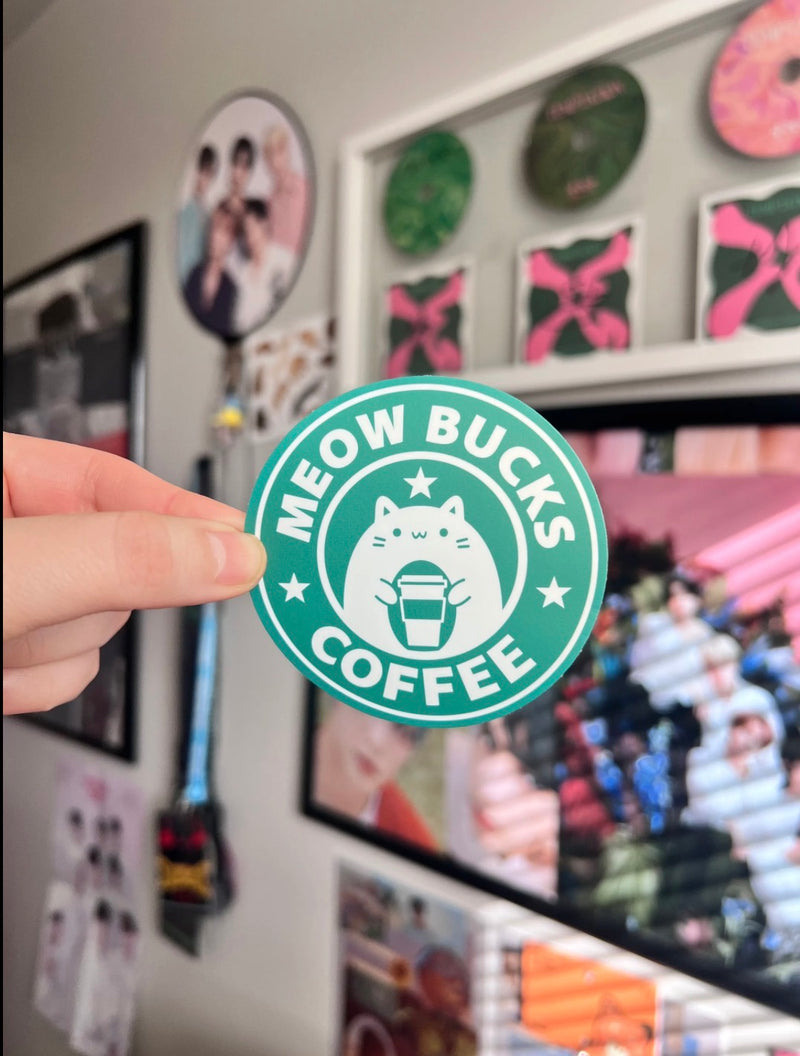 Waterproof Vinyl Meowbucks Coffee Sticker
